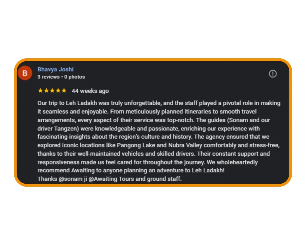 Leh Ladakh trip client testimonials