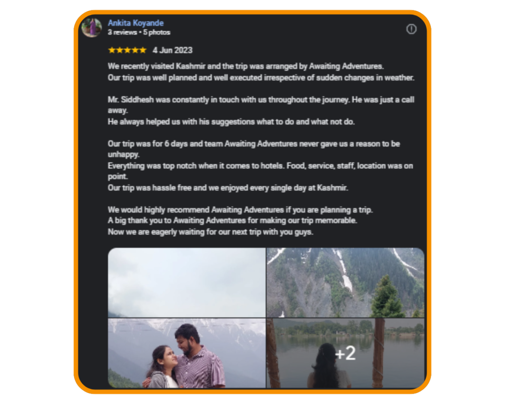 Kashmir Honeymoon Trip Review